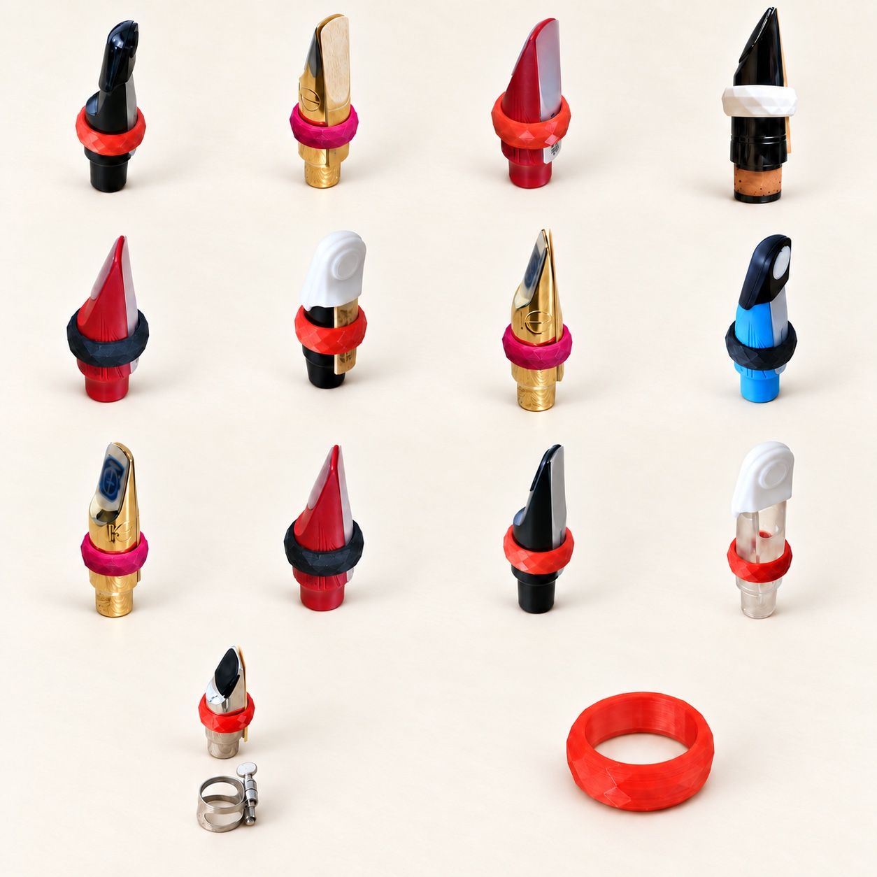 SAXELIER ligatures across saxophone and clarinet mouthpieces
